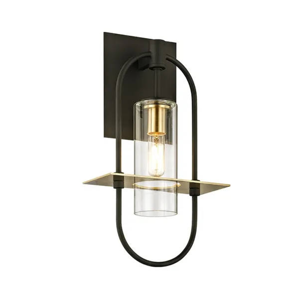 Image of Smyth 1 Light Wall Dark Bronze And Brushed Brass, Glass, IP44