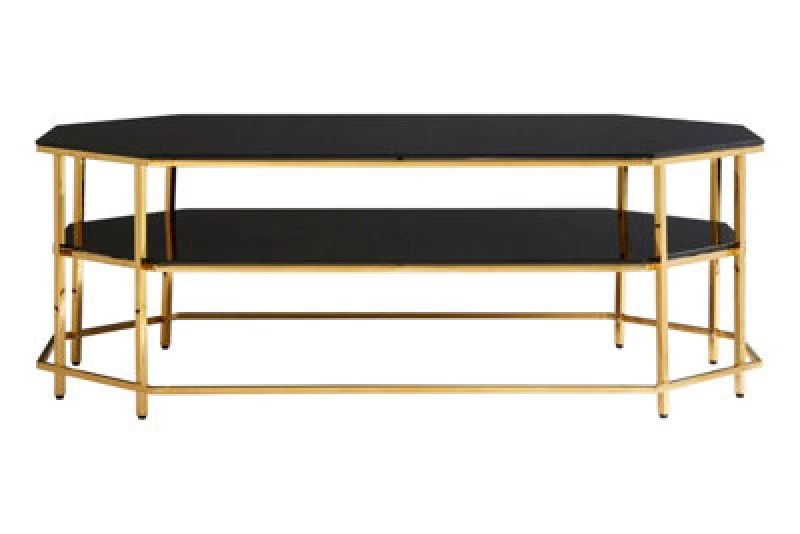 Image of Premier Housewares Luxe Black Tempered Glass Coffee Table, Functional Storage Of Display Table, Spacious Table With Storage Black