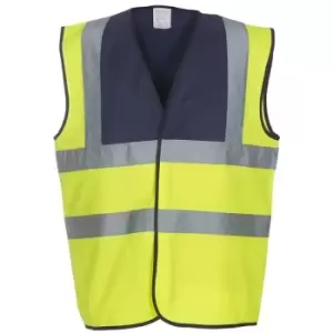Image of Yoko Adults Unisex Two Tone Class 1 Reflective Jacket (S) (Navy/Hi-Vis Yellow) - Navy/Hi-Vis Yellow