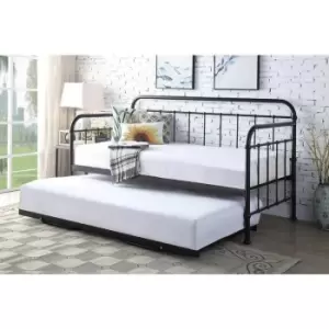 Image of Harlow Black Metal Day Bed with Folding Guest Trundle - Black