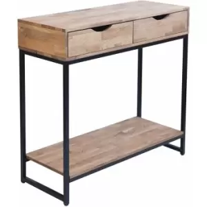 Image of Mirelle Console Table Solid Oak Black Metal Frame