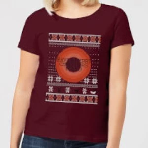 Image of Looney Tunes Knit Womens Christmas T-Shirt - Burgundy - S
