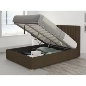 Image of Grant Ottoman Upholstered Bed, Yorkshire Knit, Chocolate - Ottoman Bed Size Single (90x190)