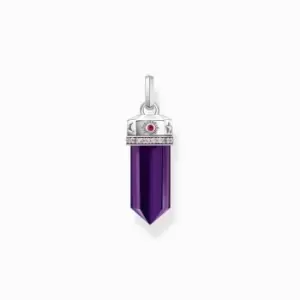 Image of Sterling Silver Imitation Amethyst Hexagon Shape Blackened Pendant PE955-640-13