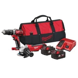 Image of Milwaukee Power Tools M18 BPP20 Combi Grinder Twin Pack 18V 2 x 4.0Ah Li-ion