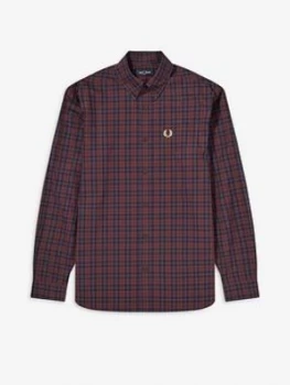Image of Fred Perry Winter Tartan Shirt, Mahogany, Size S, Men