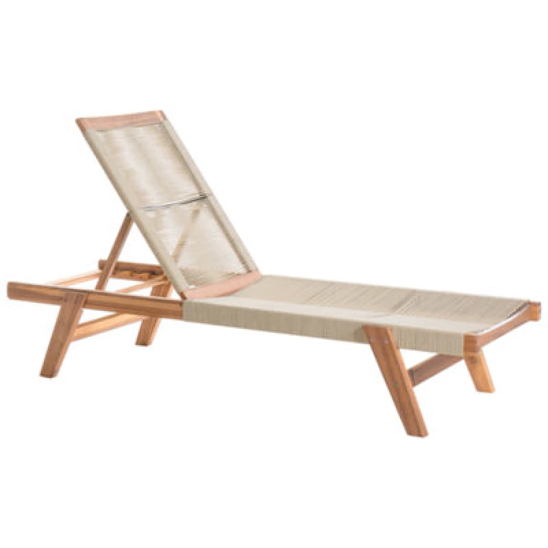 Image of Beliani Sun Lounger Prossedi Reclining Acacia Wood Beige