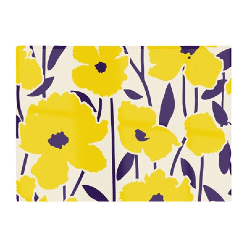 Image of Warren Reed Designer Vintage Tropical Flowers Glass Chopping Board