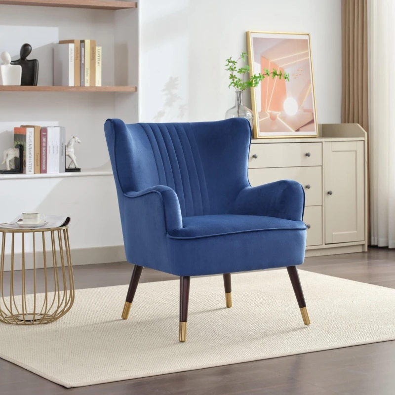 Image of Artemis Home Madison Velvet Fabric Accent Chair in Dark Blue Dark Blue Unisex