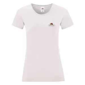 Image of Fruit of the Loom Womens/Ladies Vintage Small Logo T-Shirt (M) (White)