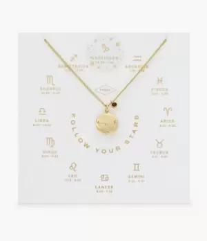 Image of Fossil Women Capricorn Red Crystal Gold Tone Brass Pendant Necklace