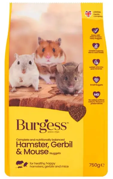 Image of Burgess Hamster Gerbil and Mouse Food 750g