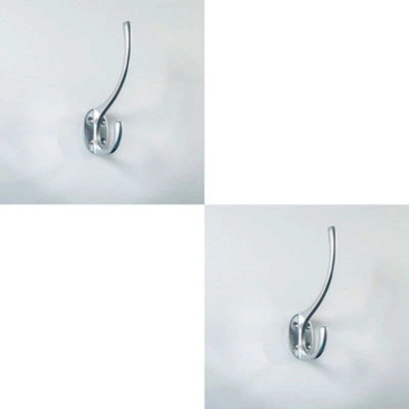 Image of Loops 2x Victorian Hat & Coat Hook on Oval Backplate 64mm Projection Satin Chrome Multi