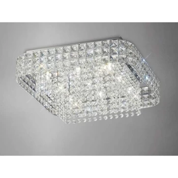 Image of Ceiling lamp Edison square 9 bulbs polished chrome / crystal