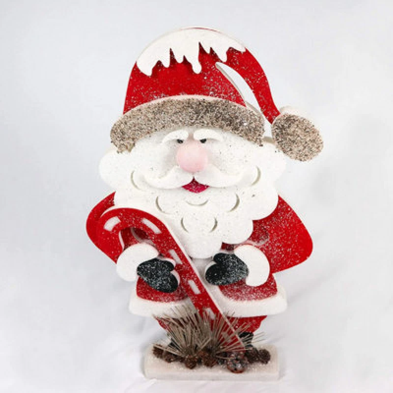 Image of Shatchi Christmas Decoration 72cm Red Santa Christmas Tabletop Figures Window Holiday Home Xmas Glitter Foam Showpiece Decorations White
