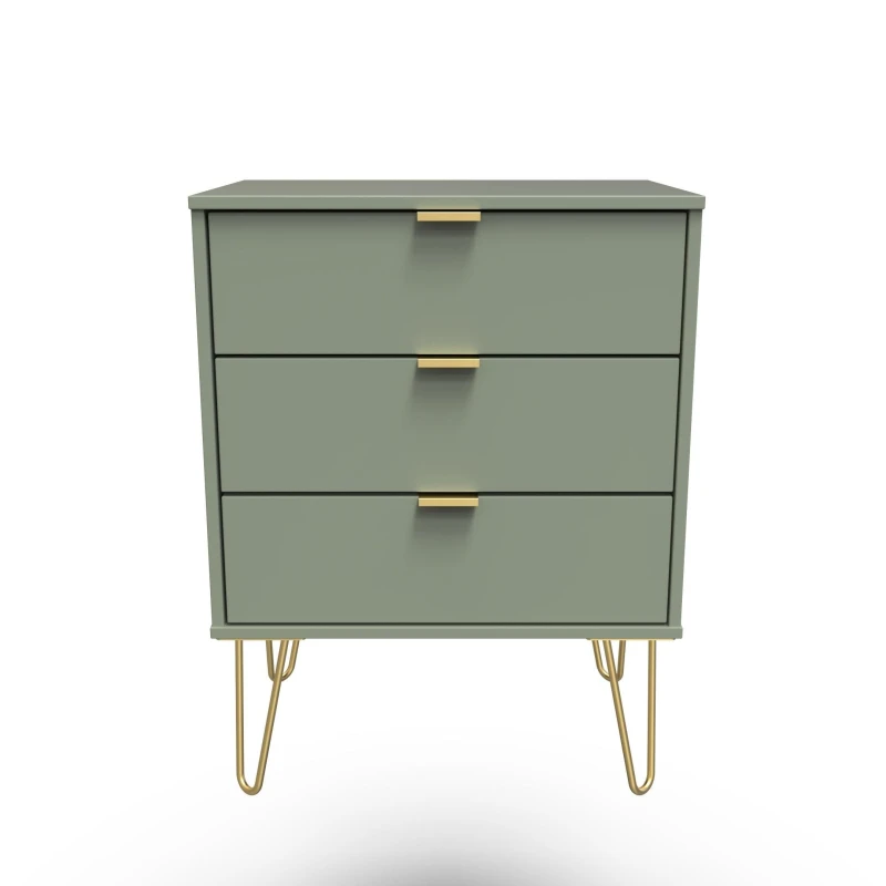 Image of Ready Assembled 2 U Fuji 3 Drawer Chest (Ready Assembled) in Pale Green Pale Green Unisex