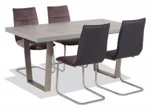 Image of Linea Oxford Dining Table 4 Chairs Grey