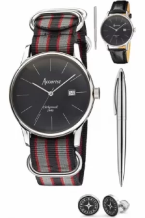 Image of Mens Accurist Vintage Pen Cufflink Set Watch MS934B