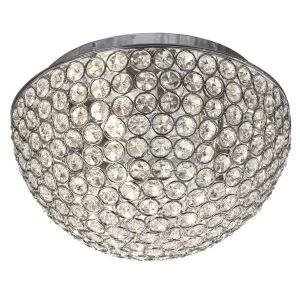 Image of 3 Light Flush Ceiling Light Chrome, Crystal Glass, G9