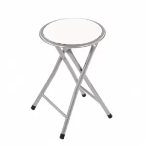 Image of White Padded Folding Breakfast Kitchen Stool Seat
