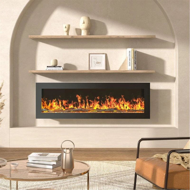 Image of Cottonfy UK Modern Electric Fireplace with Control 1800W - Black One Size