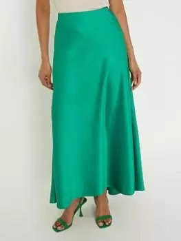 Image of Dorothy Perkins Satin Bias Midaxi Skirt - Green, Size 14, Women