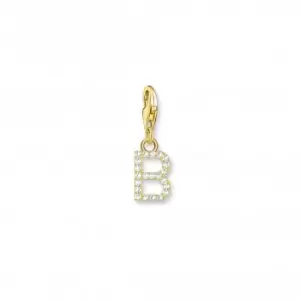 Image of Charmista White Gold Plated Zirconia Letter B Charm Pendant 1965-414-14