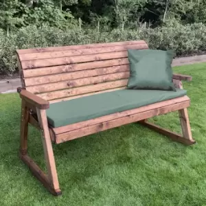 Image of Charles Taylor Three Seater Rocker Bench with Green Cushions