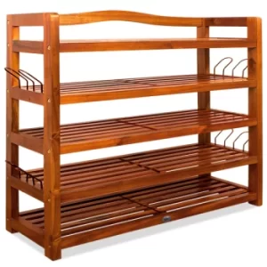 Image of Shoe Rack Acacia Wood 5 Shelves 85x26x80cm