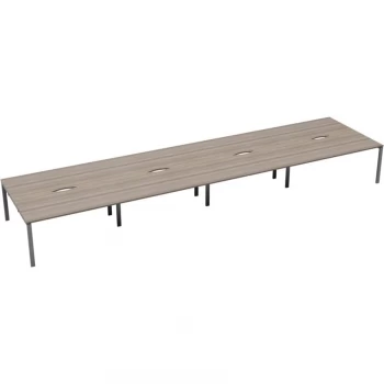 Image of 10 Person Double Bench Desk 1400X800MM Each - Silver/Grey Oak