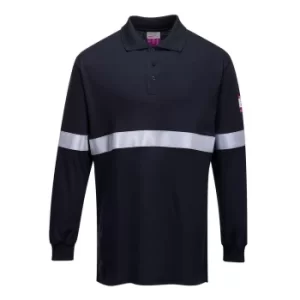 Image of Modaflame Mens Anti Static Flame Resistant Long Sleeve Polo Shirt Navy S