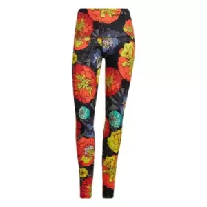 Image of adidas Floral Running Leggings Womens - Black / Bright Red