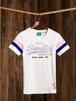 Image of Superdry Vintage Logo Varsity T-Shirt, White, Size 6, Women