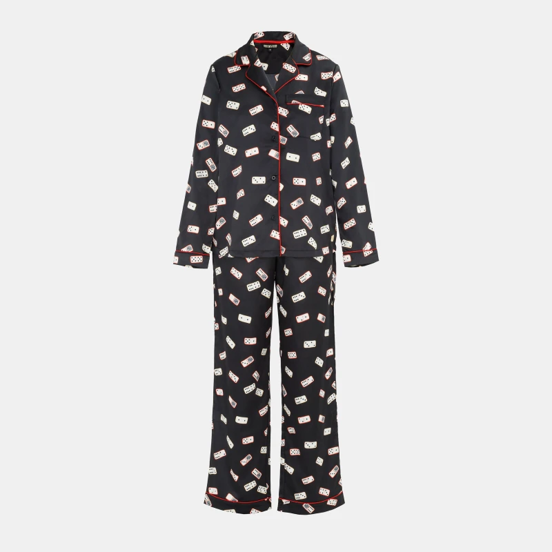 Image of Biba Womens Rever Pyjama Long Sleeve Top Domino female 10 (S)