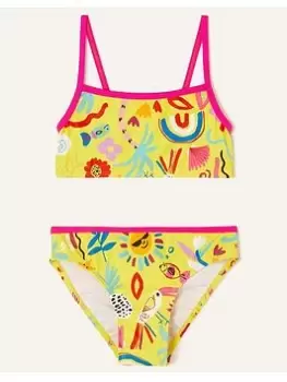 Image of Accessorize Girls Sunshine Print Bikini - Yellow, Yellow, Size Age: 9-10 Years, Women