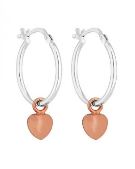 Image of Simply Silver Two Tone Heart Charm Hoop