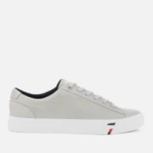 Image of Tommy Hilfiger Mens Corporate Leather Trainers - Antique Silver - EU 45/UK 10.5