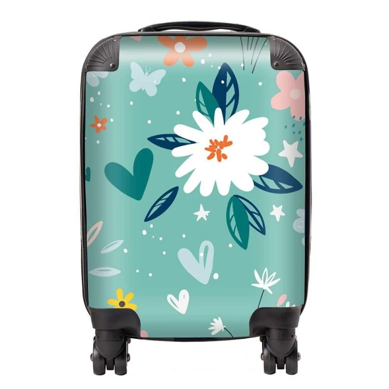 Image of Warren Reed - Designer Garden Summer Flowers Suitcase in Blue Size: Medium Blue Unisex Medium
