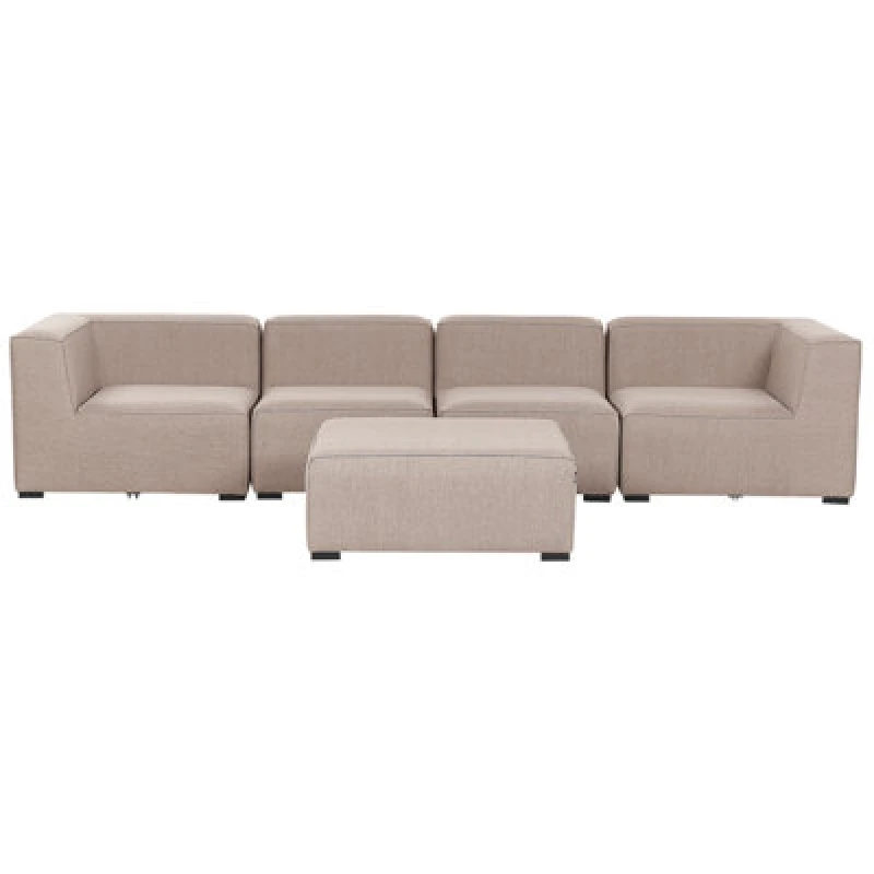 Image of Beliani Garden Sofa With Ottoman 4 Seater Arezzo Modular Beige