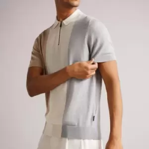 Image of Ted Baker Mens Swansea Knitted Polo Shirt - Grey Marl - 3/M