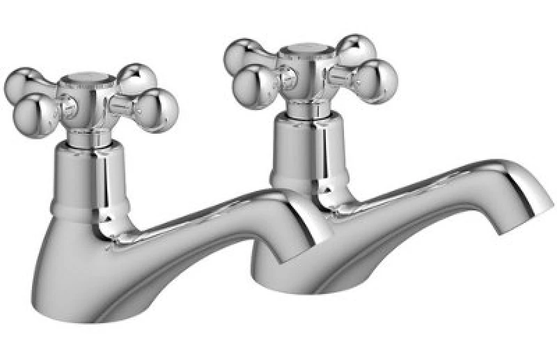 Image of Aquarius Timeless Crosshead Bath Pillar Taps Silver
