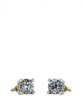 Image of Moissanite 9ct Gold 1 Carat 5mm Earrings, One Colour, Women