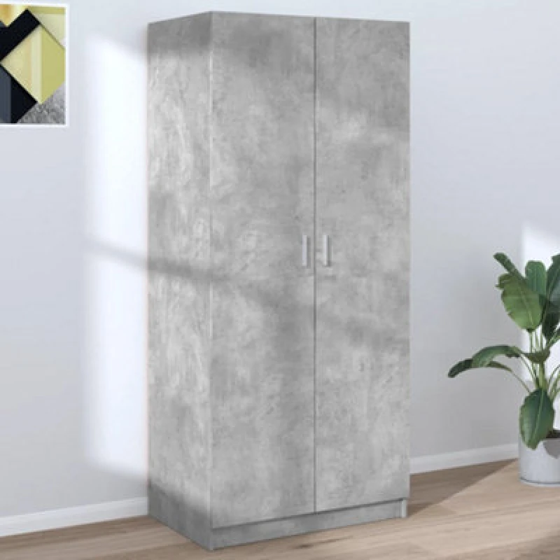 Image of Vidaxl Wardrobe Concrete Grey 80X52X180 Cm Engineered Wood
