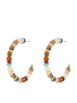 Image of Accessorize Stone Beaded Hoop Earrings - Multi