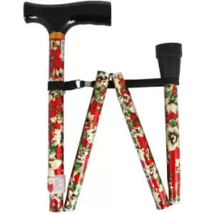 Image of NRS Healthcare Folding Walking Sticks - Red Floral