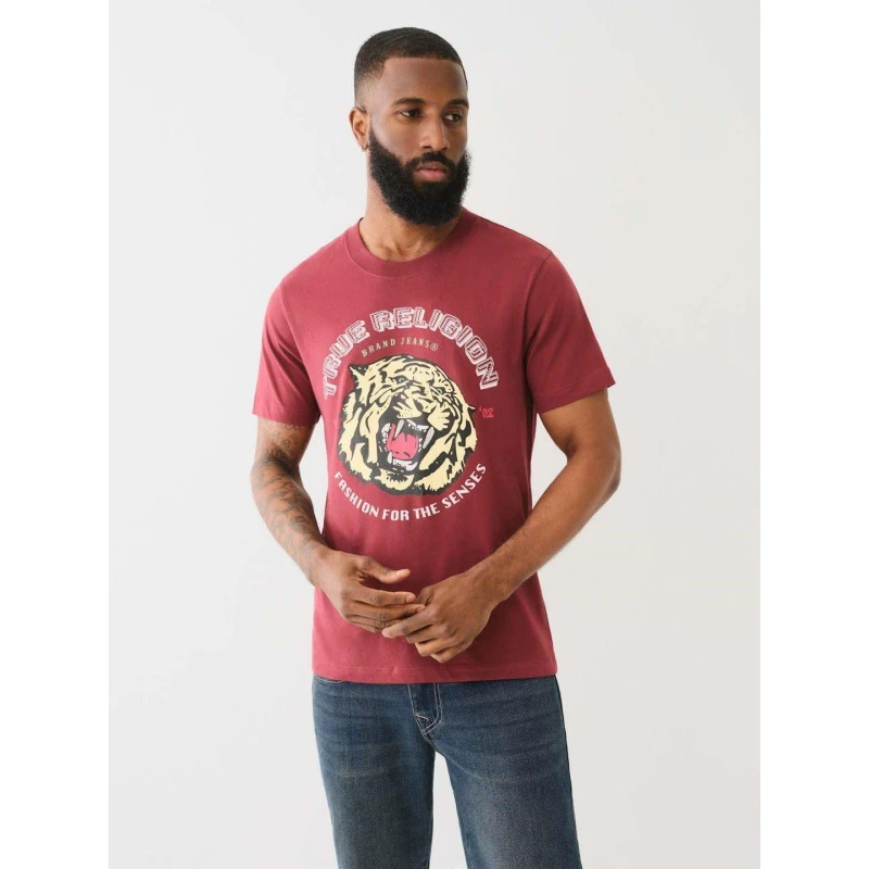 Image of True Religion Mens Tiger Face Regular Fit T-Shirt Choc Truffle male S