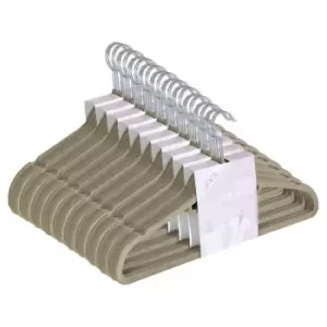Image of JVL Beige Velvet Non-Slip Coat Hangers - Pack of 200