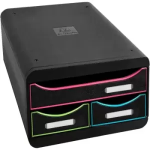 Image of Small-Box Desktop Drawer Set Black Office with 3 Drawers Black Exacompta Multicolour 2