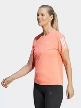 Image of adidas Own The Run Short Sleeve Top - Pink, Orange, Size XS, Women