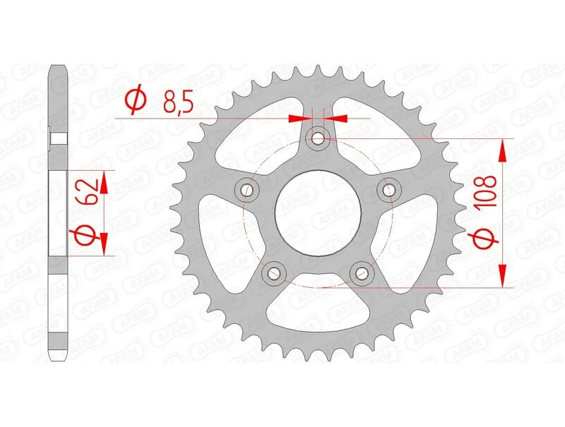 Image of AFAM Steel Standard Rear Sprocket 44203 - 520